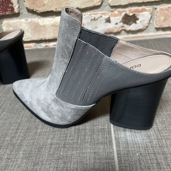 donald pliner Varet Grey Gray Suede High Heel Mules Nib 8 - Picture 2 of 10